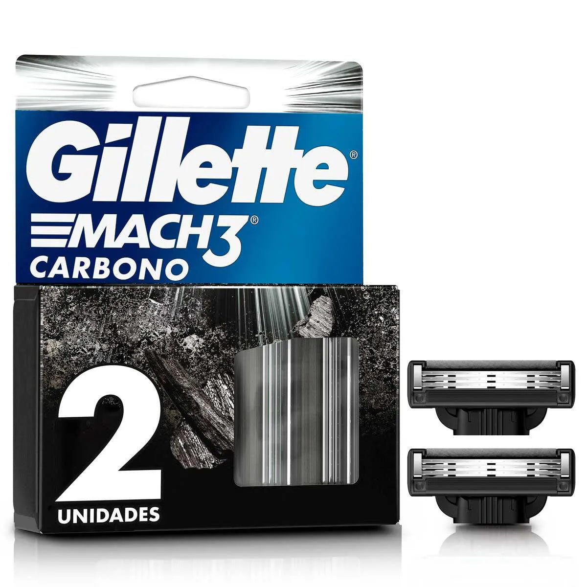 Refil para Aparelho de Barbear Gillette Mach3 Carbono 2 cargas Mach 3